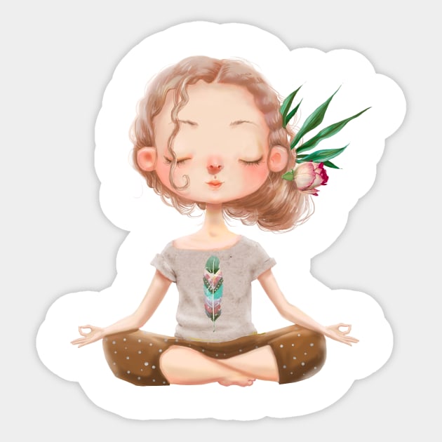 lovely yoga girl Sticker by EveFarb